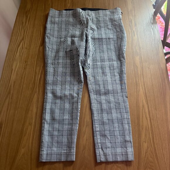 A New Day Skinny Ankle High Rise Plaid Pants Women 18R (Inseam 26) Gray Stretch - Picture 1 of 6